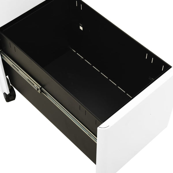 Rollbarer Aktenschrank Weiß Stahl 30x45x59cm