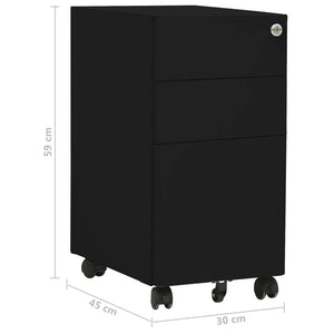 Rollbarer Aktenschrank Schwarz, 30x45x59 cm