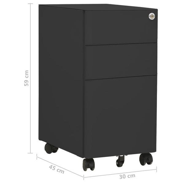 Rollbarer Aktenschrank Anthrazit Stahl