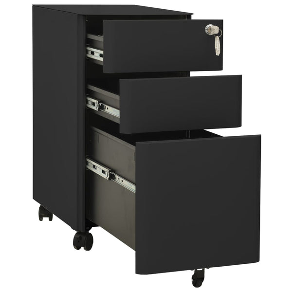 Rollbarer Aktenschrank Anthrazit Stahl