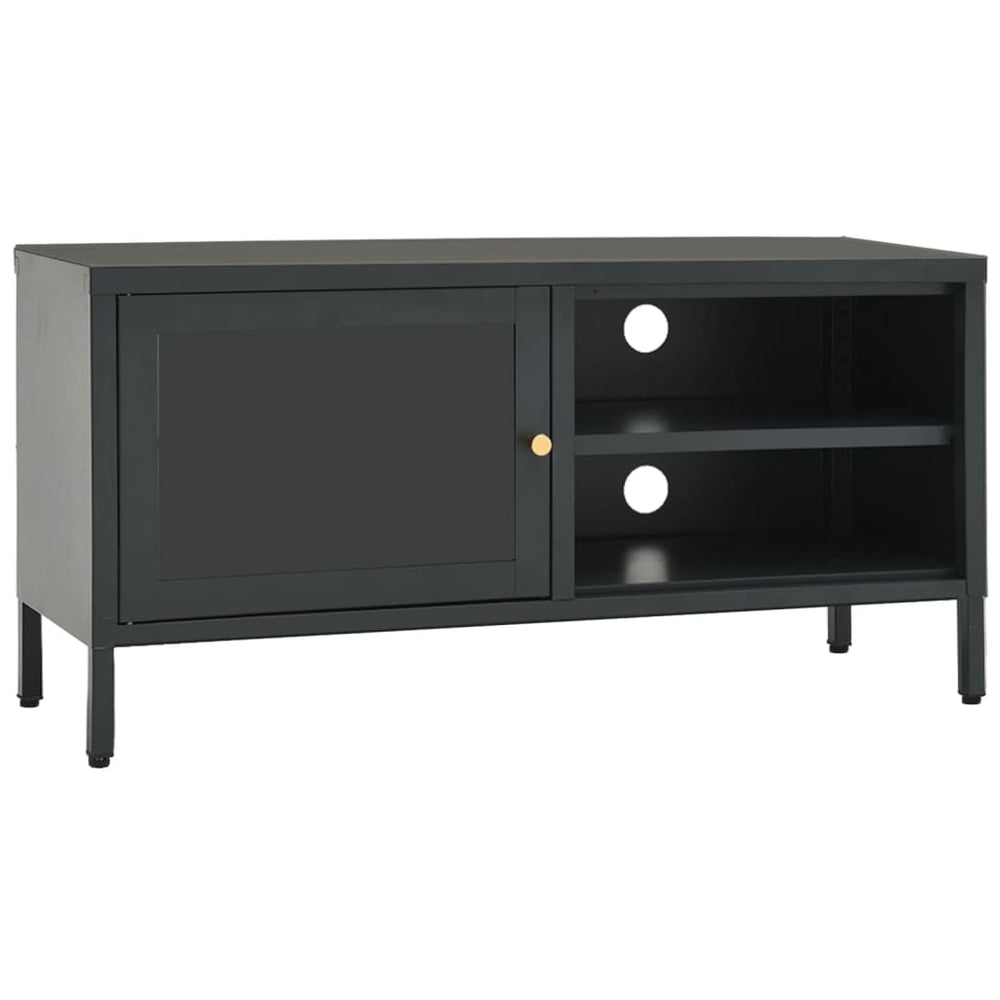 vidaXL Meuble TV anthracite 90x30x44 cm acier et verre