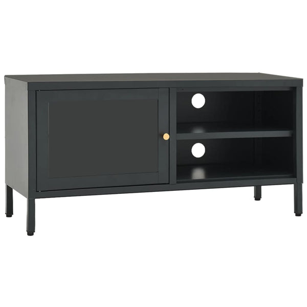 Anthrazit TV-Schrank 90 cm Stahl/Glas