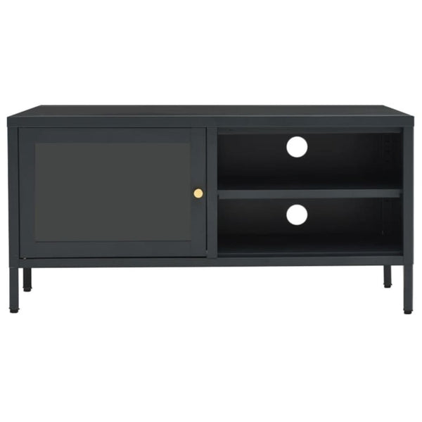 Anthrazit TV-Schrank 90 cm Stahl/Glas
