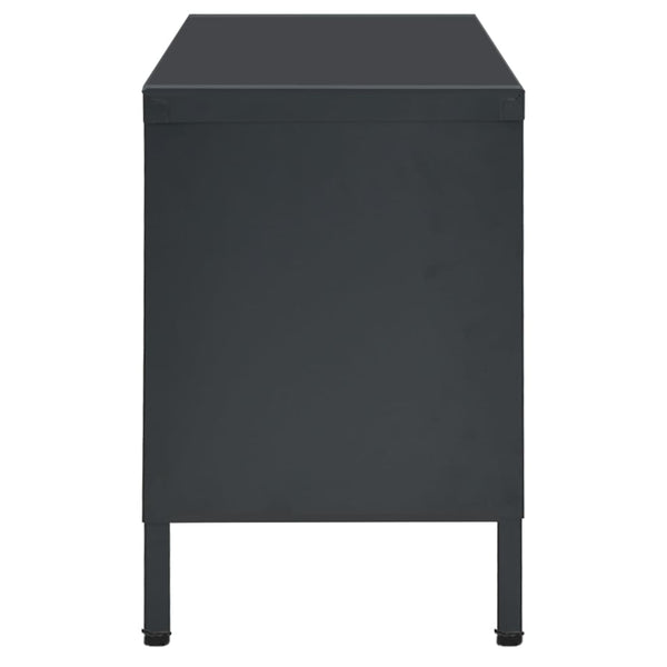 Anthrazit TV-Schrank 90 cm Stahl/Glas