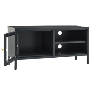 Anthrazit TV-Schrank 90 cm Stahl/Glas