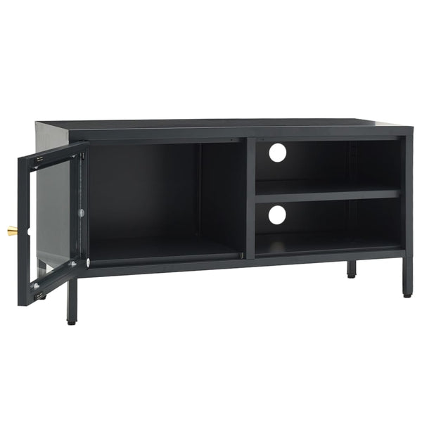 Anthrazit TV-Schrank 90 cm Stahl/Glas