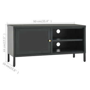 Anthrazit TV-Schrank 90 cm Stahl/Glas
