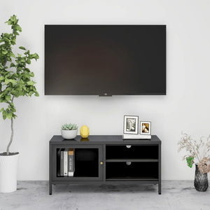 Anthrazit TV-Schrank 90 cm Stahl/Glas