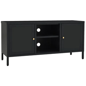Schwarzer TV-Schrank 105 cm Stahl/Glas
