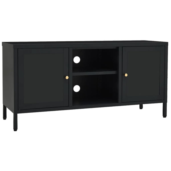 Schwarzer TV-Schrank 105 cm Stahl/Glas