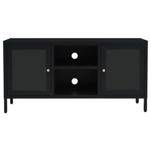 Schwarzer TV-Schrank 105 cm Stahl/Glas