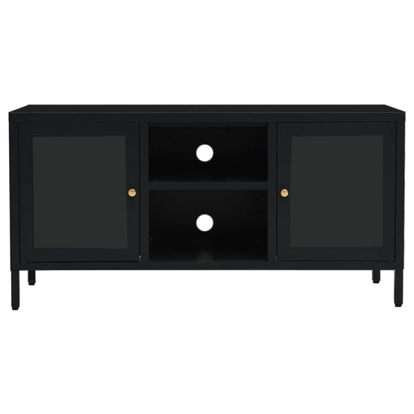 Schwarzer TV-Schrank 105 cm Stahl/Glas