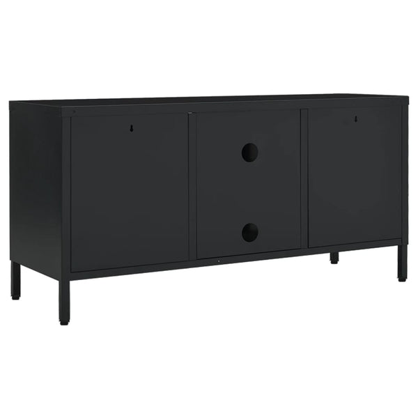 Schwarzer TV-Schrank 105 cm Stahl/Glas