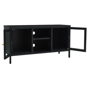 Schwarzer TV-Schrank 105 cm Stahl/Glas
