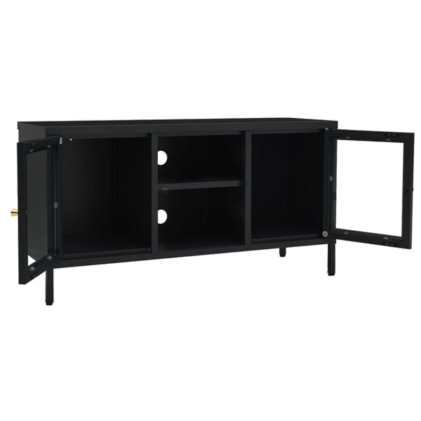 Schwarzer TV-Schrank 105 cm Stahl/Glas