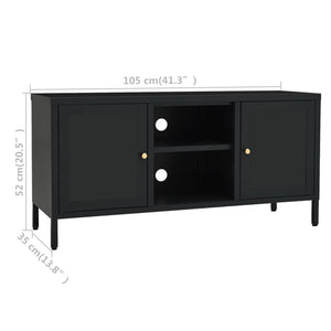Schwarzer TV-Schrank 105 cm Stahl/Glas