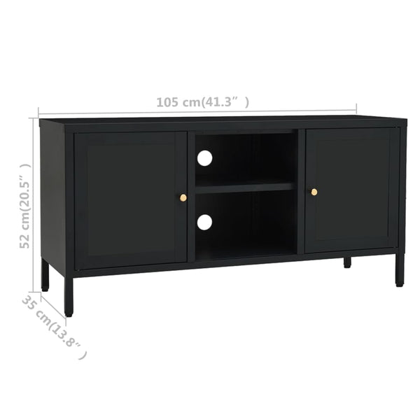 Schwarzer TV-Schrank 105 cm Stahl/Glas