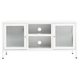 Weißer TV-Schrank Stahl/Glas 105 cm