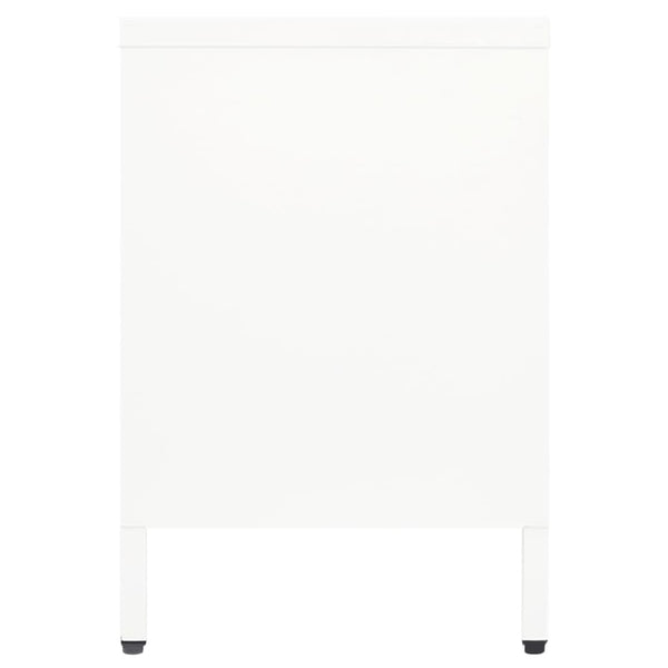 Weißer TV-Schrank Stahl/Glas 105 cm