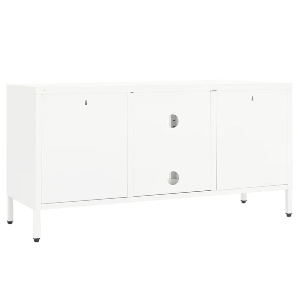 Weißer TV-Schrank Stahl/Glas 105 cm