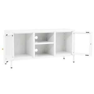 Weißer TV-Schrank Stahl/Glas 105 cm