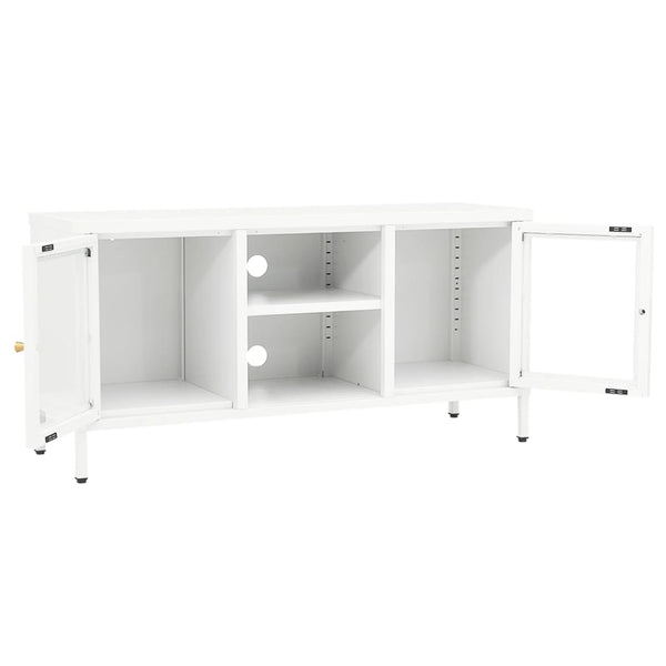 Weißer TV-Schrank Stahl/Glas 105 cm