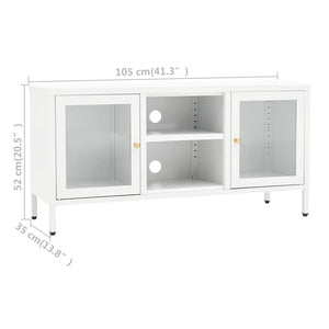 Weißer TV-Schrank Stahl/Glas 105 cm