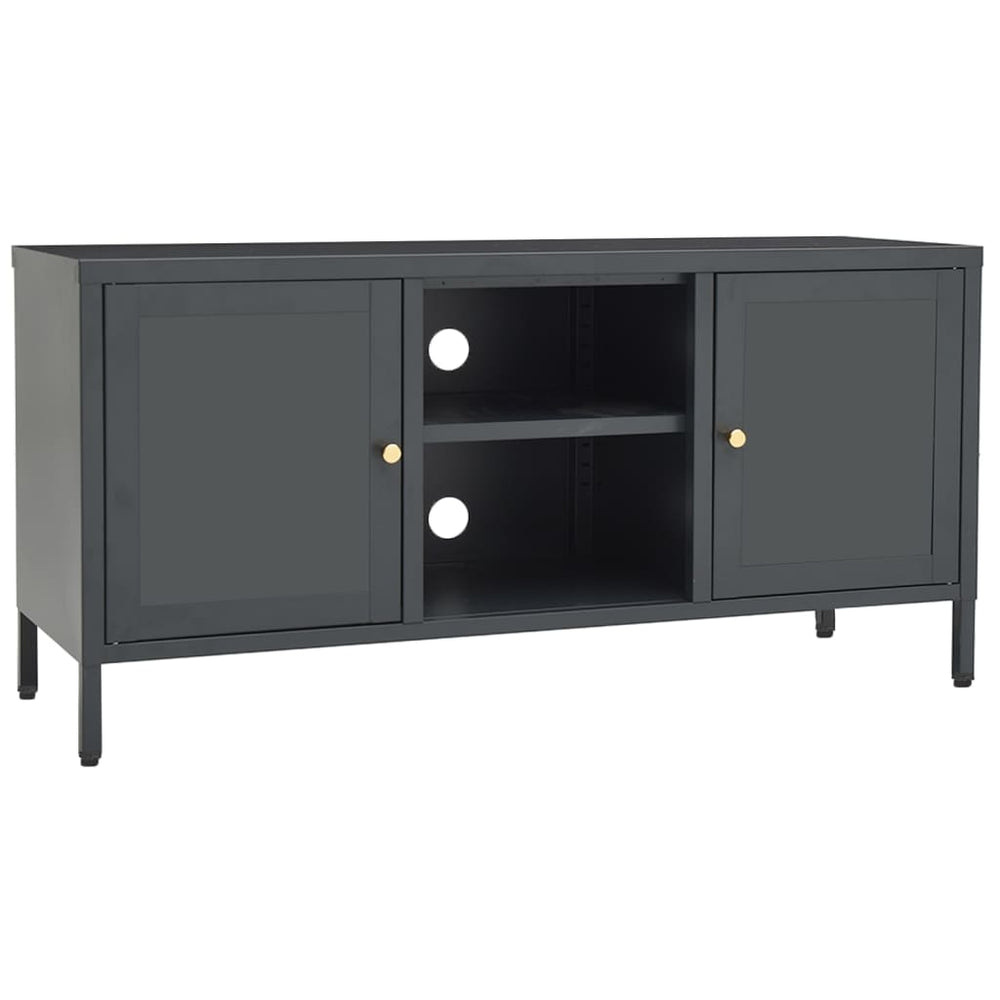 vidaXL Meuble TV anthracite 105x35x52 cm acier et verre
