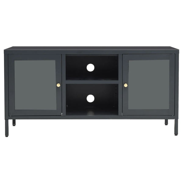Anthrazit TV-Schrank 105 cm Stahl/Glas