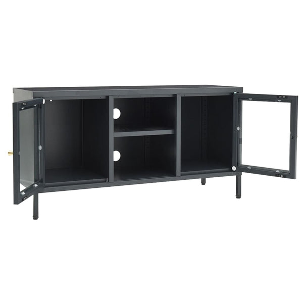 Anthrazit TV-Schrank 105 cm Stahl/Glas