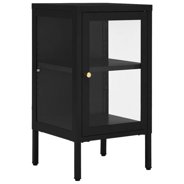 Schwarzes Sideboard Stahl/Glas 38x35x70 cm