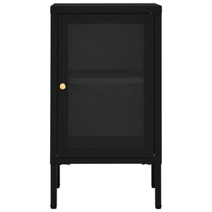 Schwarzes Sideboard Stahl/Glas 38x35x70 cm