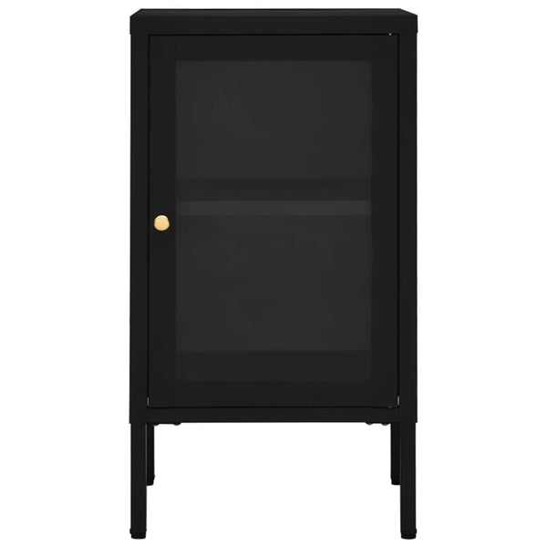 Schwarzes Sideboard Stahl/Glas 38x35x70 cm