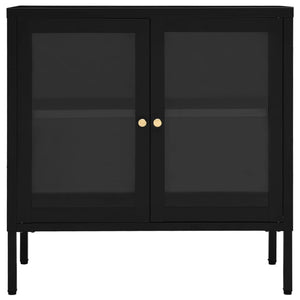 Schwarzes Sideboard 70x35x70 cm Stahl/Glas