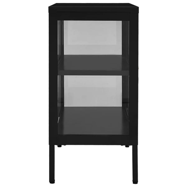 Schwarzes Sideboard 70x35x70 cm Stahl/Glas