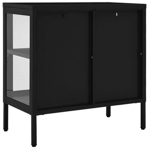 Schwarzes Sideboard 70x35x70 cm Stahl/Glas