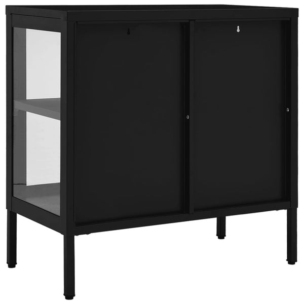 Schwarzes Sideboard 70x35x70 cm Stahl/Glas