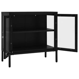 Schwarzes Sideboard 70x35x70 cm Stahl/Glas
