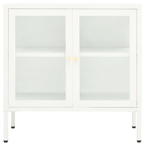 vidaXL Buffet blanc 70x35x70 cm acier et verre