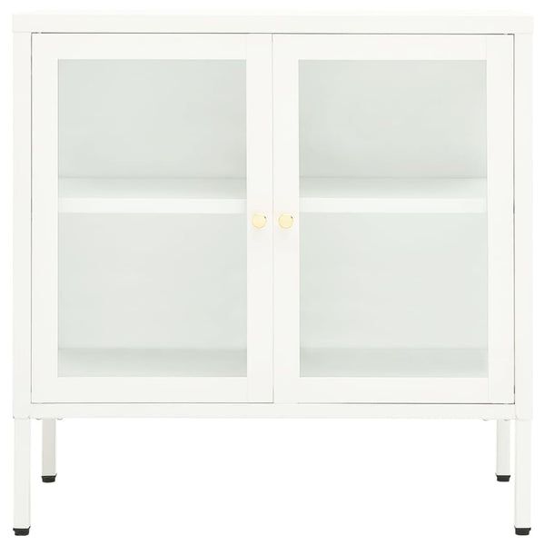 vidaXL Buffet blanc 70x35x70 cm acier et verre