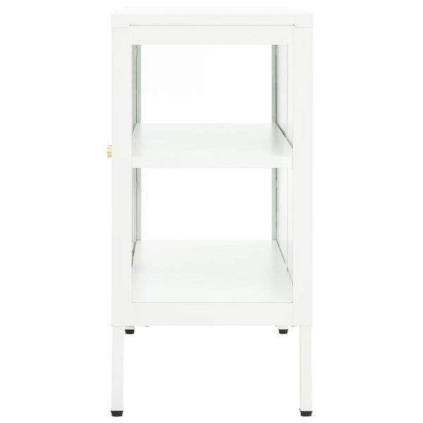 vidaXL Buffet blanc 70x35x70 cm acier et verre