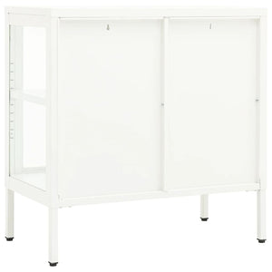 vidaXL Buffet blanc 70x35x70 cm acier et verre
