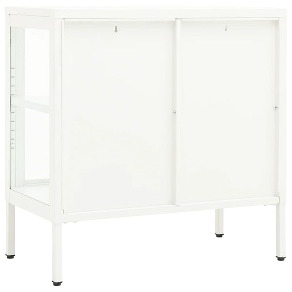 vidaXL Buffet blanc 70x35x70 cm acier et verre