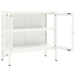 vidaXL Buffet blanc 70x35x70 cm acier et verre