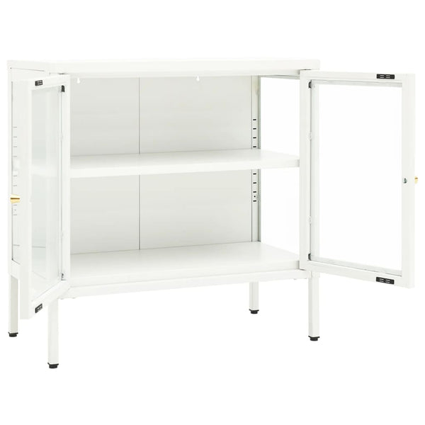 vidaXL Buffet blanc 70x35x70 cm acier et verre