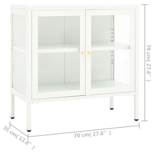 vidaXL Buffet blanc 70x35x70 cm acier et verre