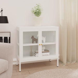 vidaXL Buffet blanc 70x35x70 cm acier et verre