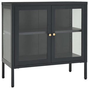 Anthrazit Sideboard 70x70 cm, Stahl/Glas