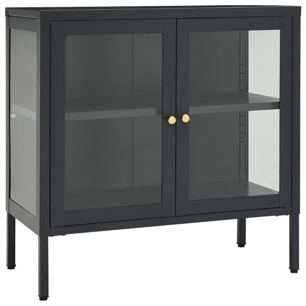 Anthrazit Sideboard 70x70 cm, Stahl/Glas