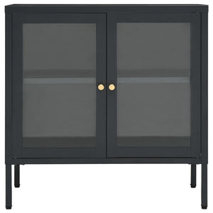 Anthrazit Sideboard 70x70 cm, Stahl/Glas